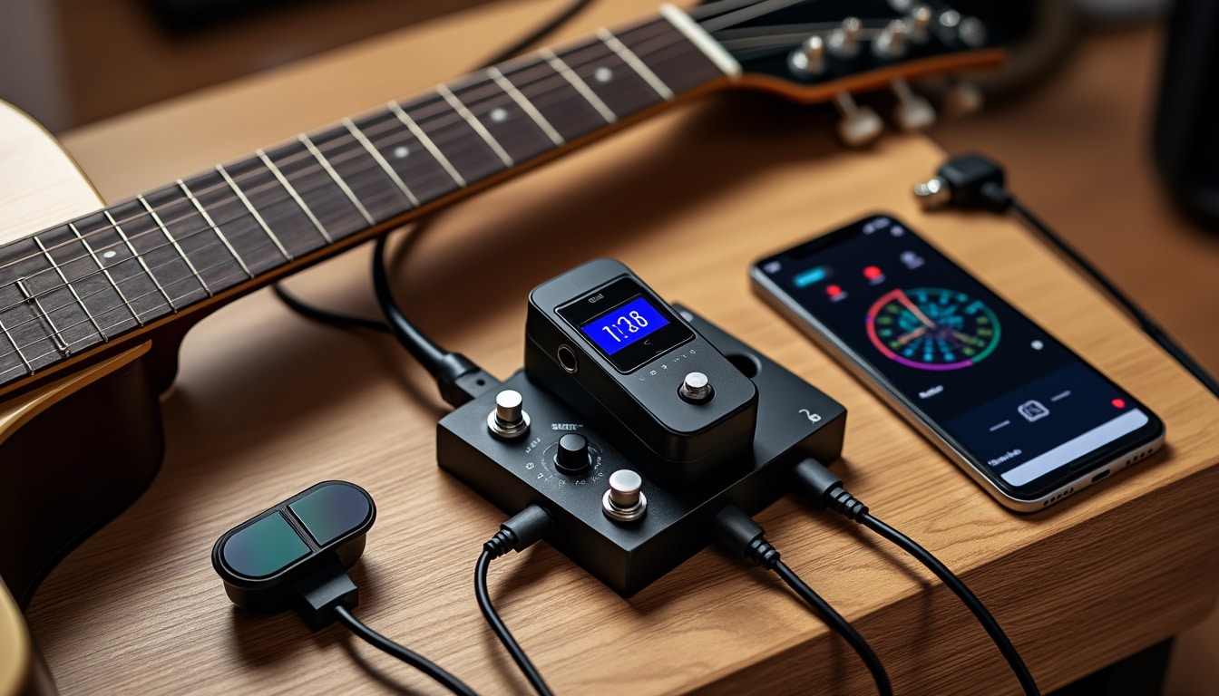 Accordeur de guitare : à pince, pédale ou application